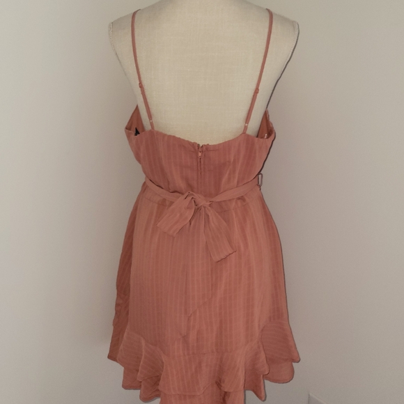Peach Ruffled Mini Dress - Picture 5 of 8